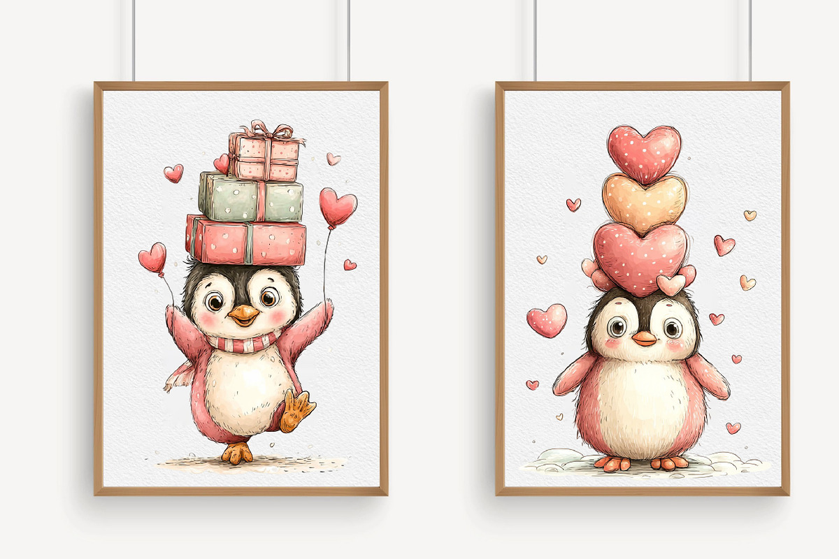 Valentine Penguin Heart Gift Clipart, an Illustration by Libby Wishes (Photo 4 of 5)