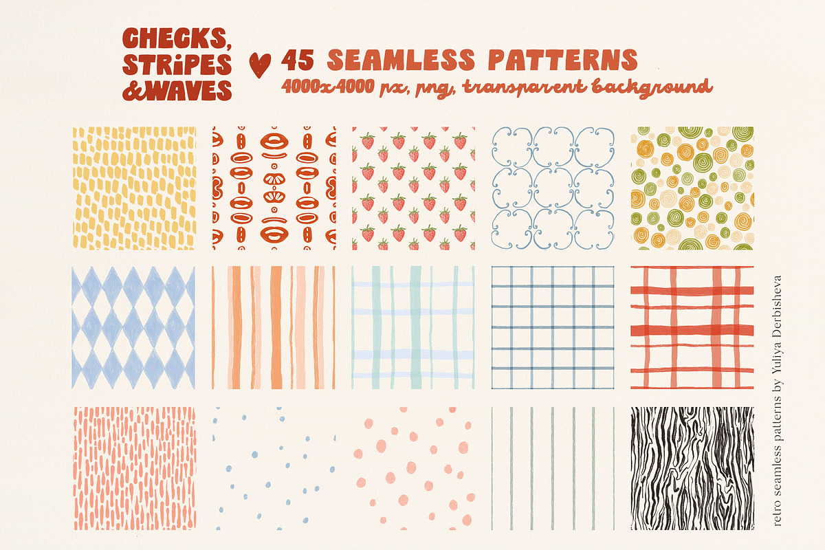 Stripe Wave Dot Tile Retro patterns, a Pattern Graphic by Yuliya Derbisheva (Photo 8 of 13)