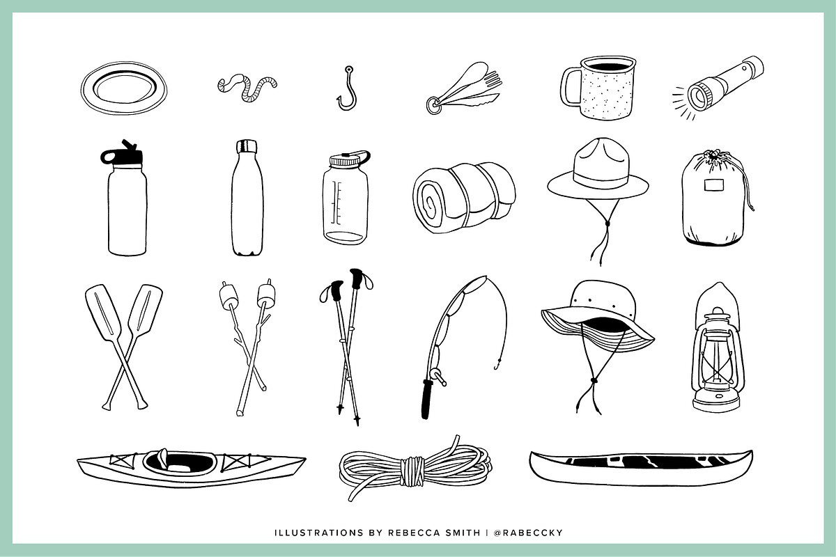 Hand Drawn Camping Illustrations, a Texture Illustration by rabeccky (Photo 4 of 7)