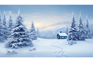 snowy holiday card blue ai generated, a Holiday Photo by pikepicture