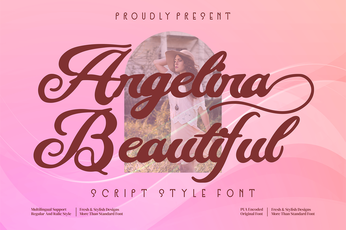 Angelina Beautiful Script style font, a Script Font by mahstudios (Photo 1 of 8)
