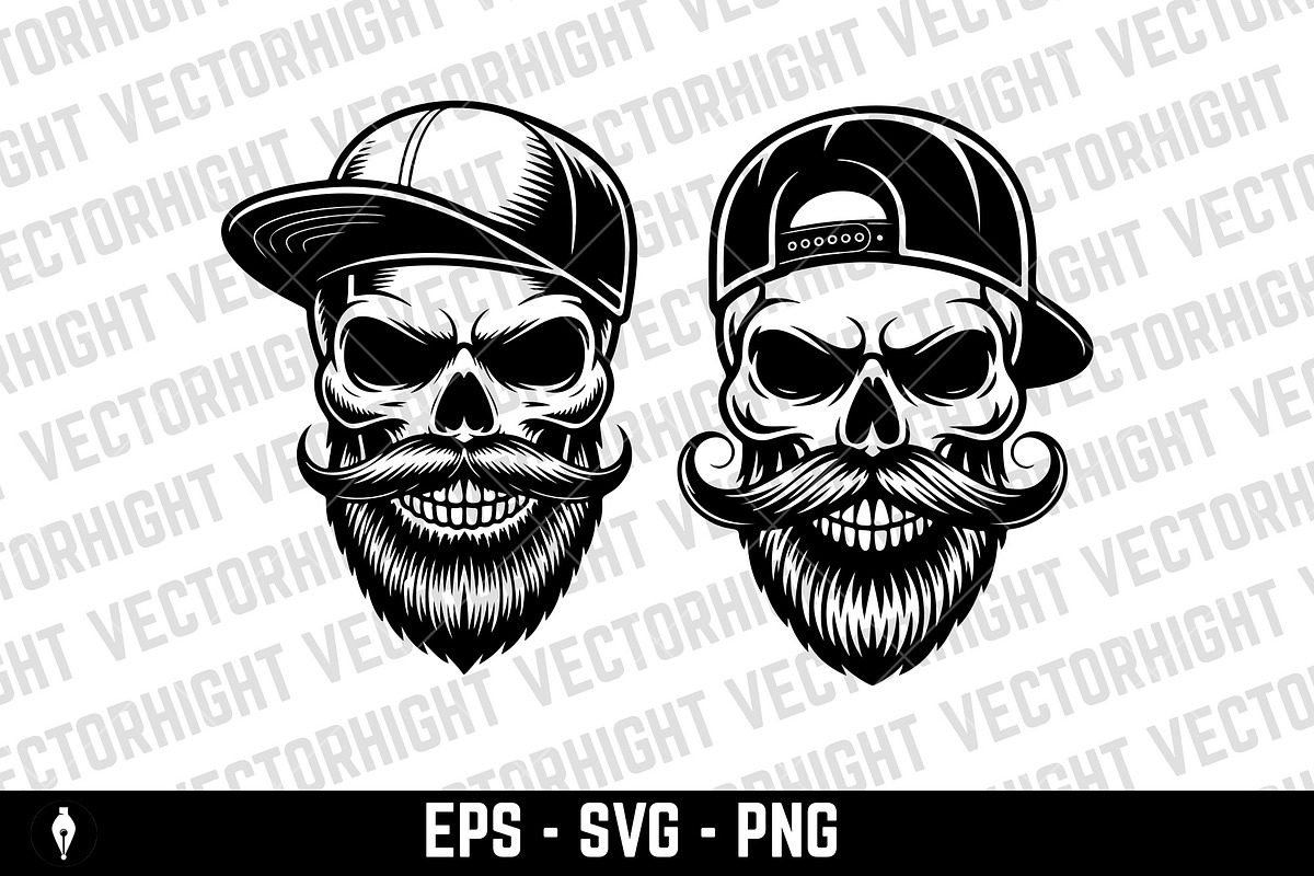 Hipster skull mascot, a Person Illustration by Vectorhight (Photo 2 of 3)