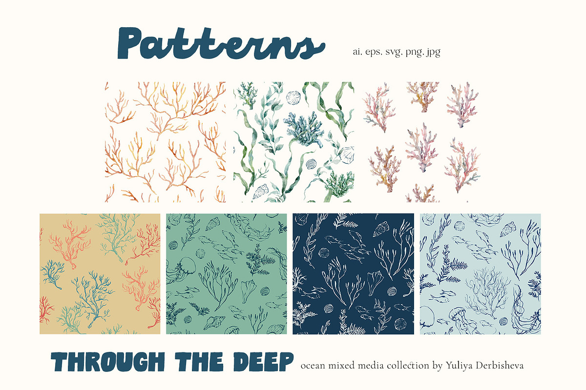 Ocean watercolor background animals, a Background Graphic by Yuliya Derbisheva (Photo 14 of 15)