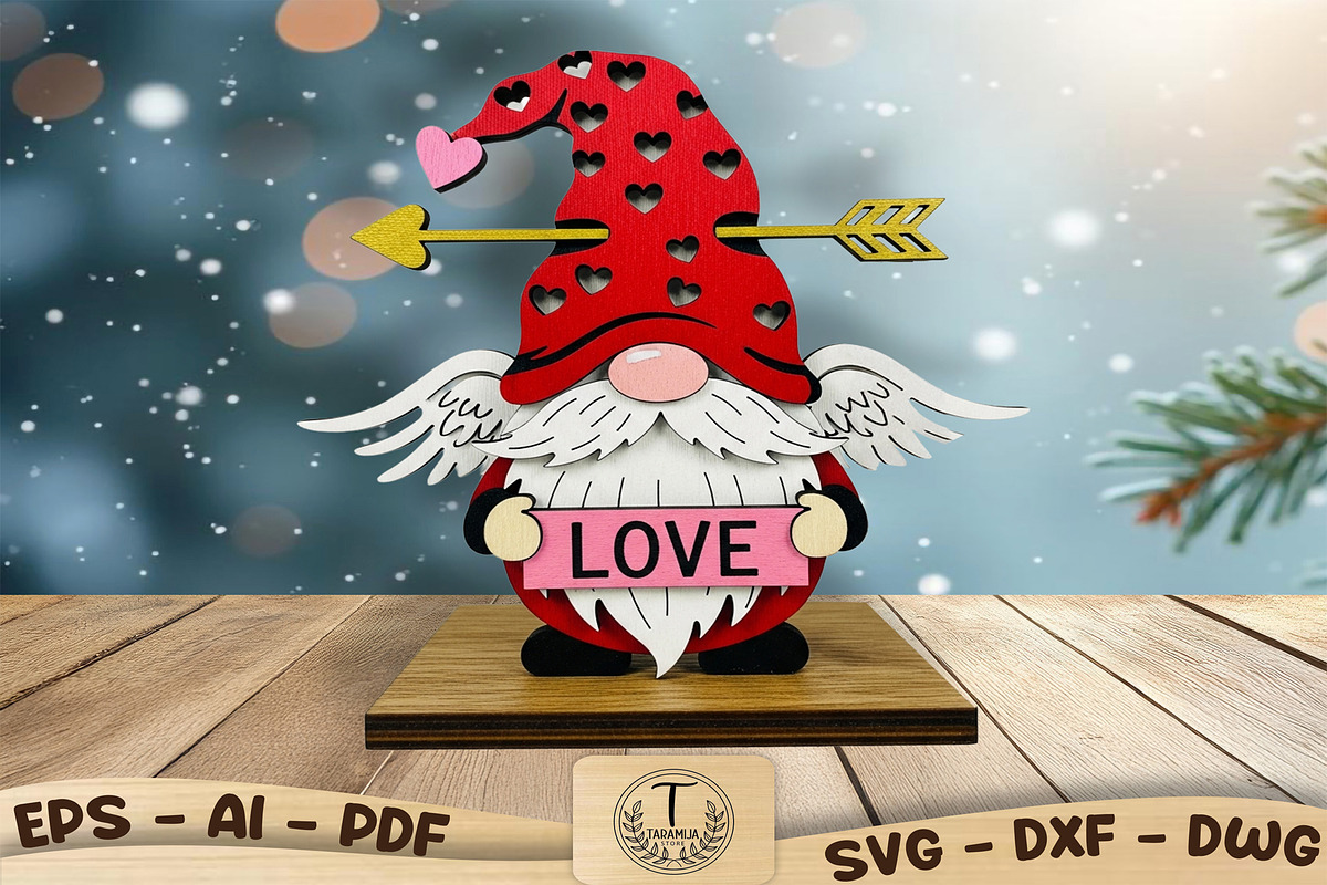 Cupid Gnome Laser Cut File Svg, a Pattern Graphic by taramija (Photo 1 of 3)