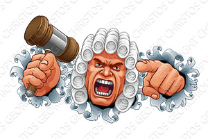 Angry Judge Hammer Gavel Cartoon, a Person Illustration by Christos Georghiou