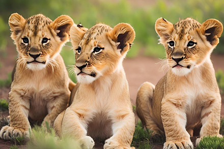 3 Lion Cubs In the jungle Photo, an Animal Photo by ComfortQ