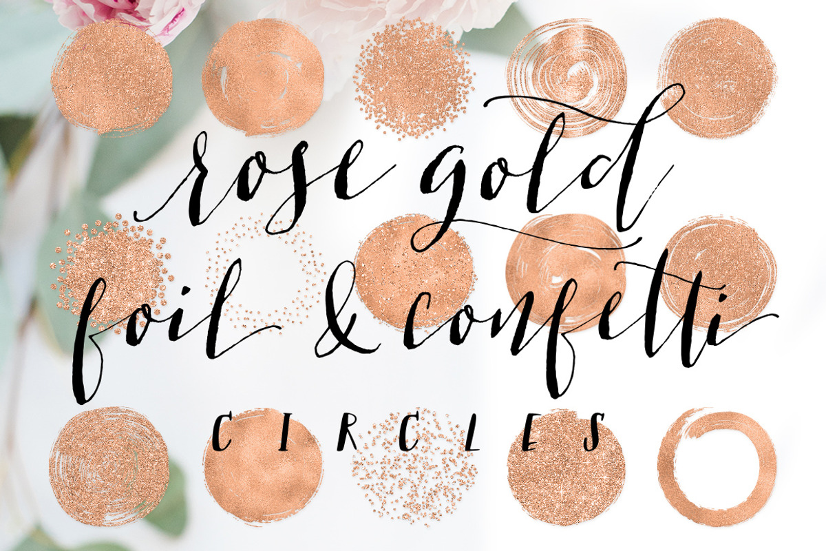 Rose Gold Foil & Confetti Circles, an Object Graphic by Indie Grace Design