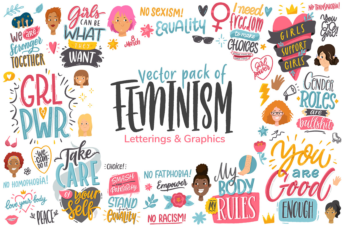 Feminism, letterings+graphics, an Education Illustration by Nina's Illustration Shop (Photo 1 of 6)