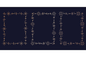 Golden snowflake borders, winter, an Object Illustration by art PVP - market