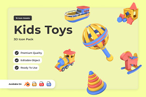 Kids Toys 3D Icon Set, an Object Illustration by twinstd
