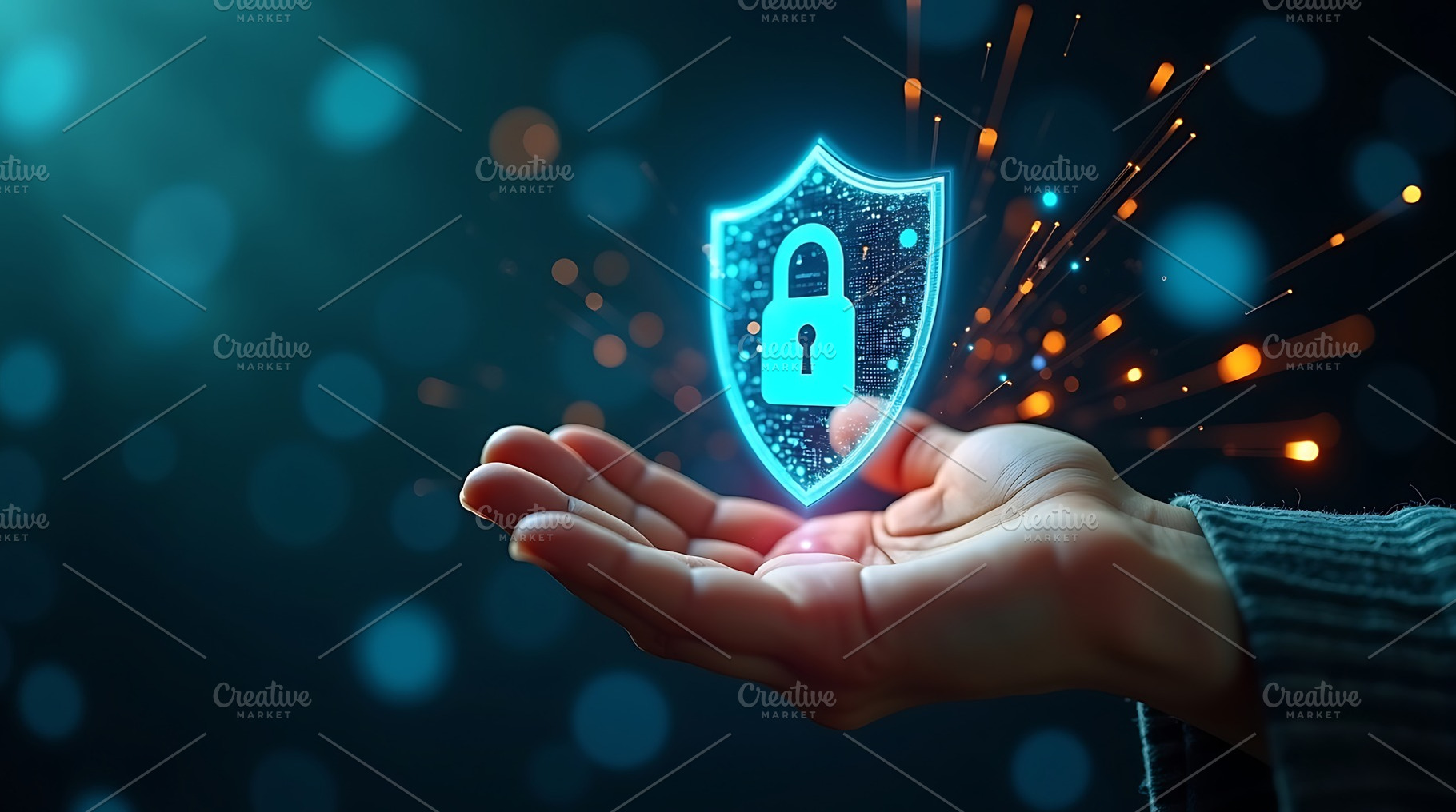 Cyber security concept hand holding, a Technology Photo by Artonix