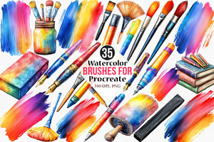 Brushes for Procreate Clipart, an Illustration by Canvas Craft