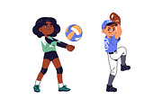Children playign sports games set, a Person Illustration by PaperTrident (Thumbnail 5 of 7)