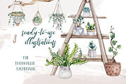 Watercolor set HOME JUNGLE, a Decorative Illustration by S_ARTLOVE (Thumbnail 6 of 11)