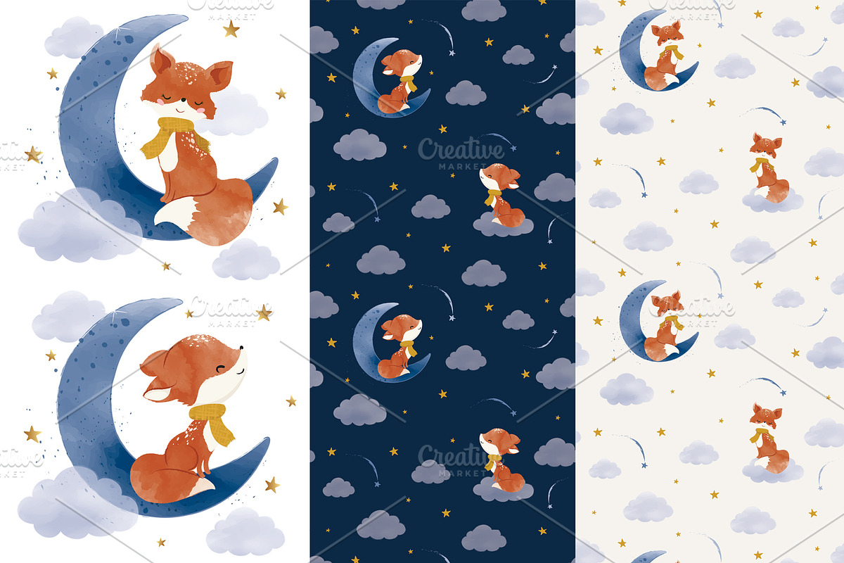 Cute fox vector. Fox pattern print, an Animal Illustration by StudioLondon (Photo 1 of 5)