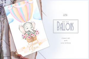 Hot Air Balloons Watercolor Animals