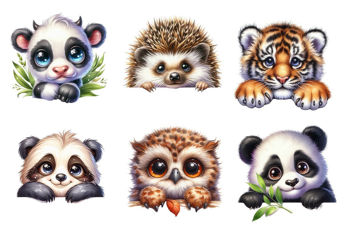 Animal Peeking Around Corner Clipart, an Illustration by CreationArt (Photo 2 of 5)