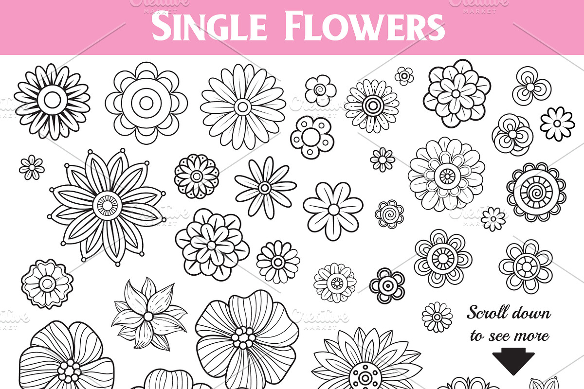 Floral Doodles Collection, a Decorative Illustration by Elinorka (Photo 2 of 9)