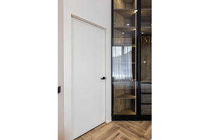 Modern white door beside glass, an Architecture Photo by wip3out