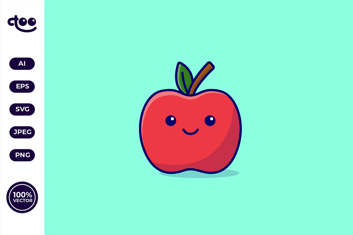 Apple smile face mascot cartoon, a Food Illustration by Satisfactoons
