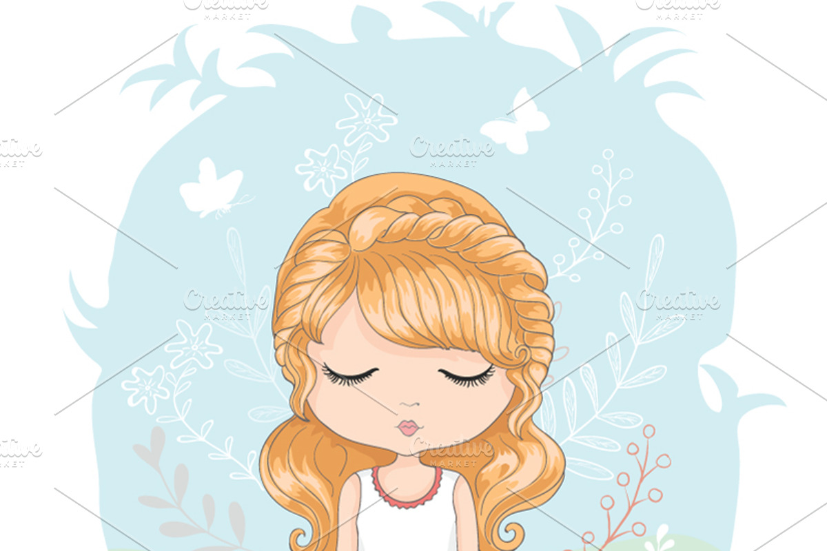 set with 32 cartoon girls-cute girls, an Animal Illustration by StudioLondon (Photo 25 of 33)