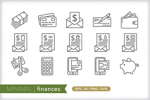 Minimal finances icons, an Outline Icon by Picture Window