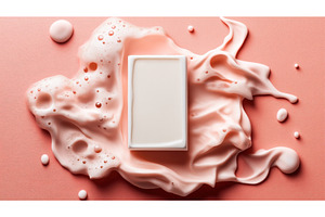 A bar of soap placed on a textured, a Nature Photo by Sergey Kotenev