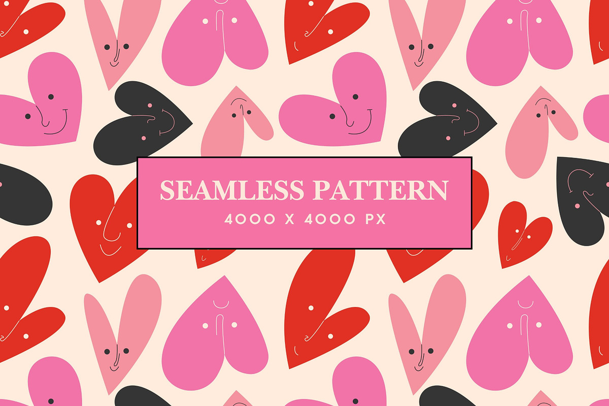 Funny hearts pattern, a Pattern Graphic by Art's and patterns (Photo 1 of 2)