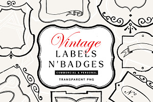 40 Vintage Label and Badge PNGs, an Object Illustration by Century Library