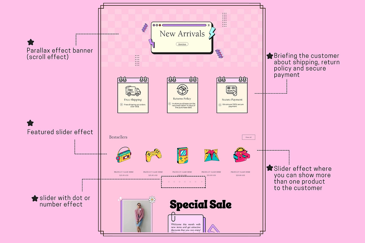 Aesthetic Pink Retro Shopify Theme, a Templates & Theme by DaisyStudio (Photo 6 of 10)