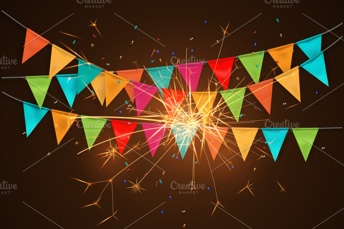 Party flags, festival flag, a Decorative Illustration by S_design