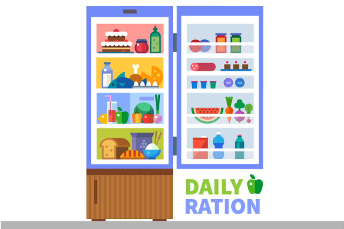 Daily food ration.Vitamins, a Food Illustration by TastyVector