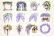 Watercolor Wisteria Garden Clipart, an Illustration by Dream Creation (Thumbnail 4 of 4)
