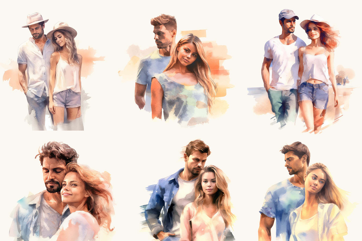 Watercolor Love Couple Clipart, a Person Illustration by BusyDaydesign