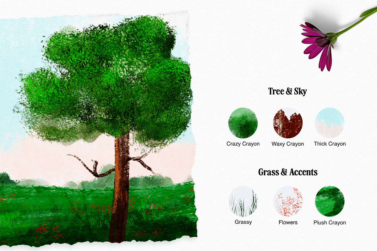 Crafty Crayon for Procreate, a Brush Add-On by Sofydoll Designs (Photo 2 of 7)