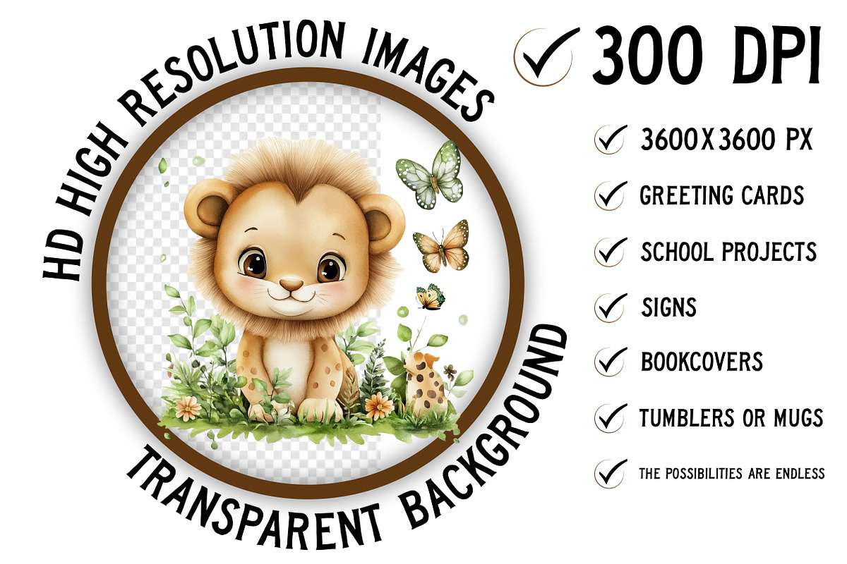 Watercolor - Safari Animals Png, an Illustration by Craft Nest (Photo 2 of 11)