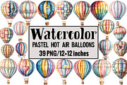 Pastel Hot Air Balloons, an Illustration by Design Market (Thumbnail 1 of 3)
