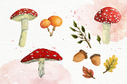 Autumn watercolor set Mushroom Magic, a Texture Illustration by paperlions (Thumbnail 3 of 6)