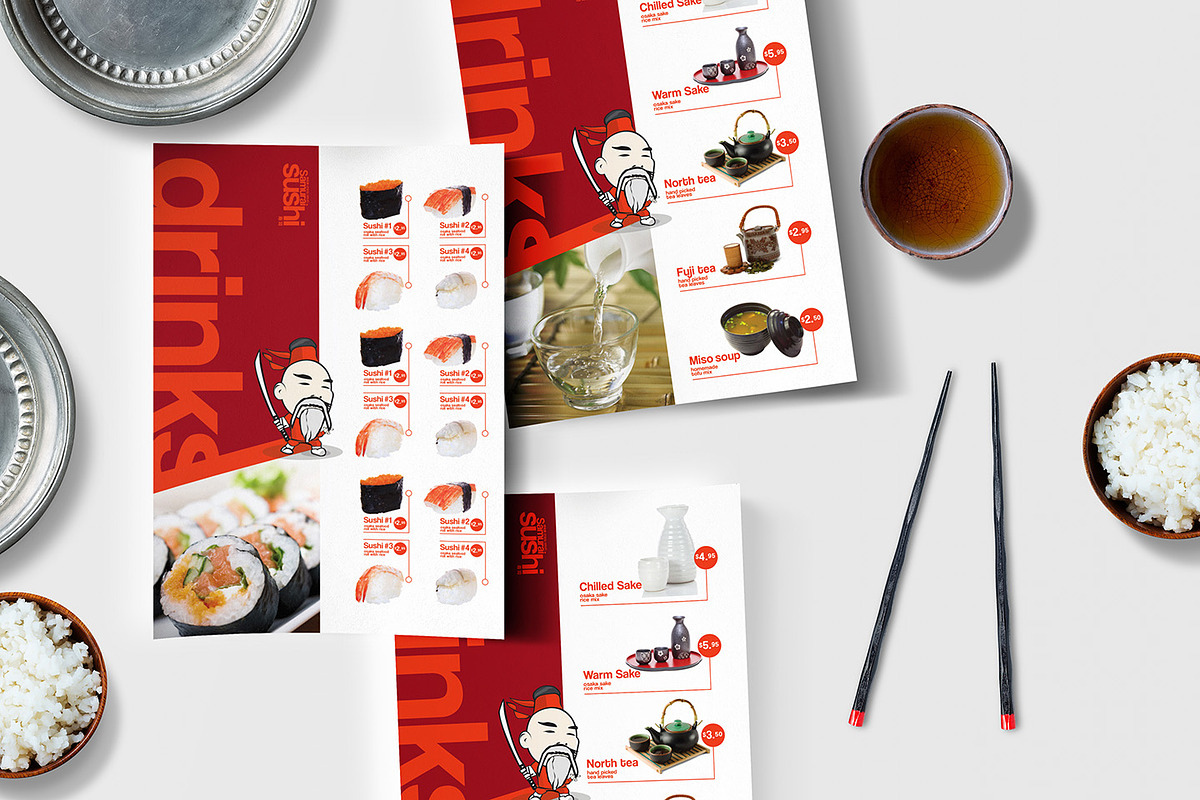 A4 Sushi Menu Template, a Stationery Template by BrandPacks (Photo 2 of 5)
