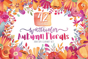 Watercolor Autumn Florals Clipart
