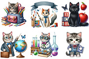 Back to School Cat Clipart, an Illustration by DreamArtGraphic (Thumbnail 3 of 4)