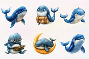 Whale Watercolor Clipart, Blue Whale, an Illustration by CreationArt (Thumbnail 3 of 5)