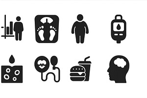 Health and wellness icons depicting, a Food Illustration by ZinetroN