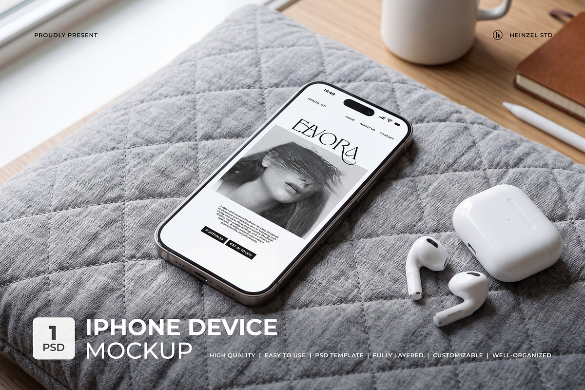 Elvora - iPhone Device Mockup, an iPhone Mockup by Heinzel Std Mockup (Photo 1 of 5)
