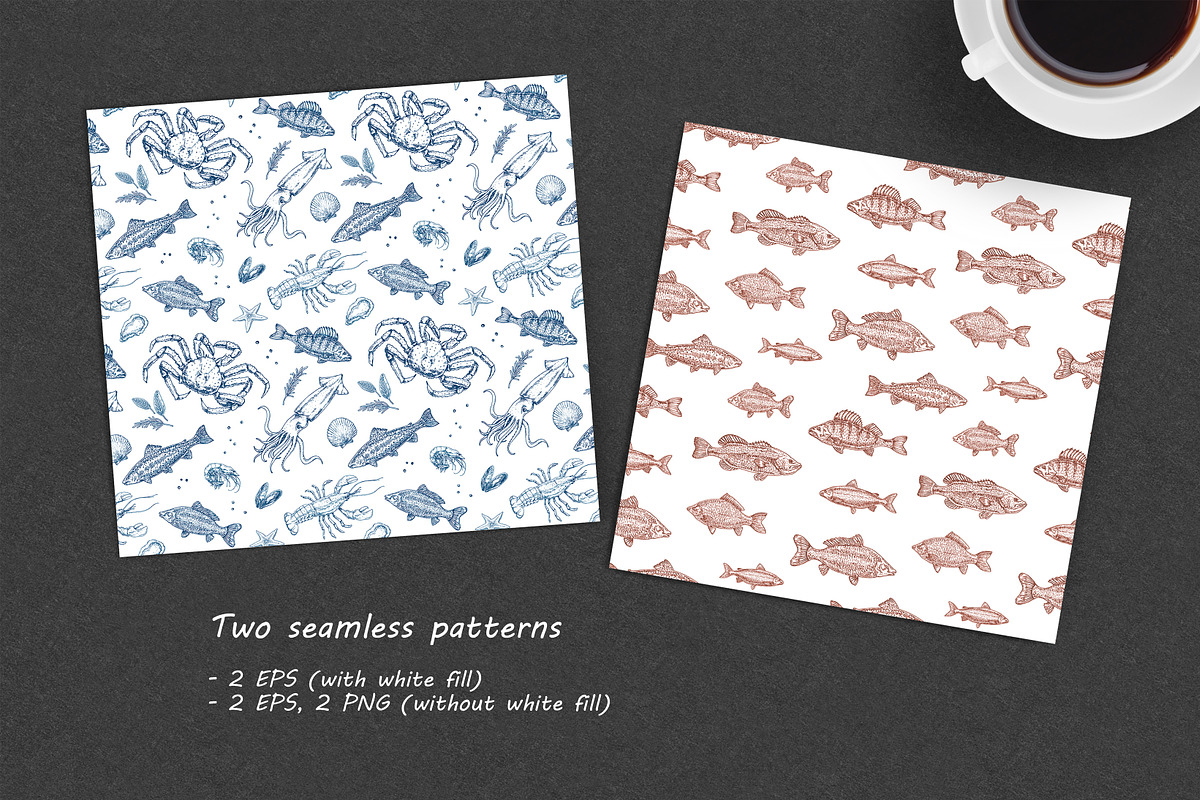 Hand drawn illustrations of sea food, an Illustration by Evgeniia Lanskikh (Photo 4 of 5)