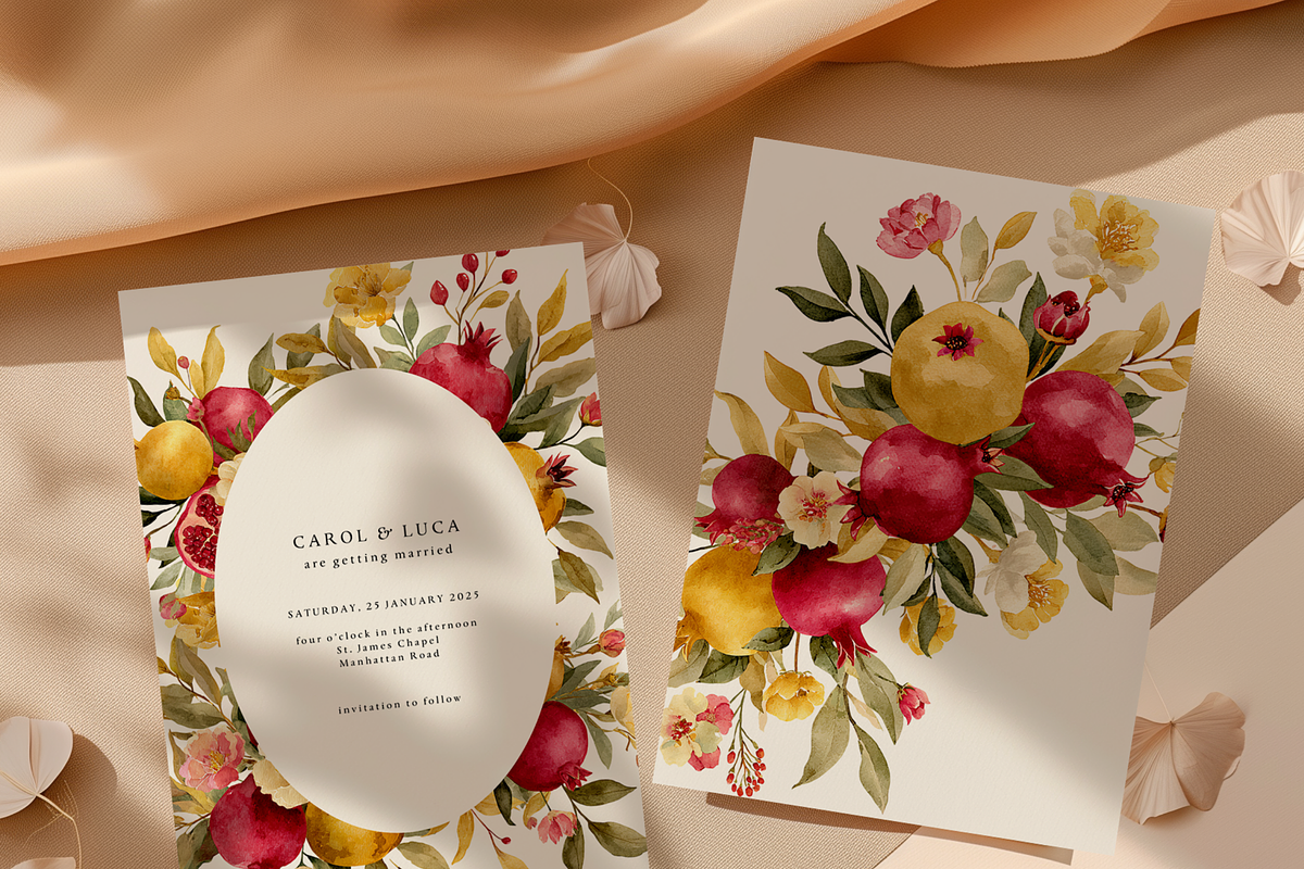 Watercolor Pomegranate Bouquet, a Decorative Illustration by ThaismotaCreativeCo (Photo 7 of 10)