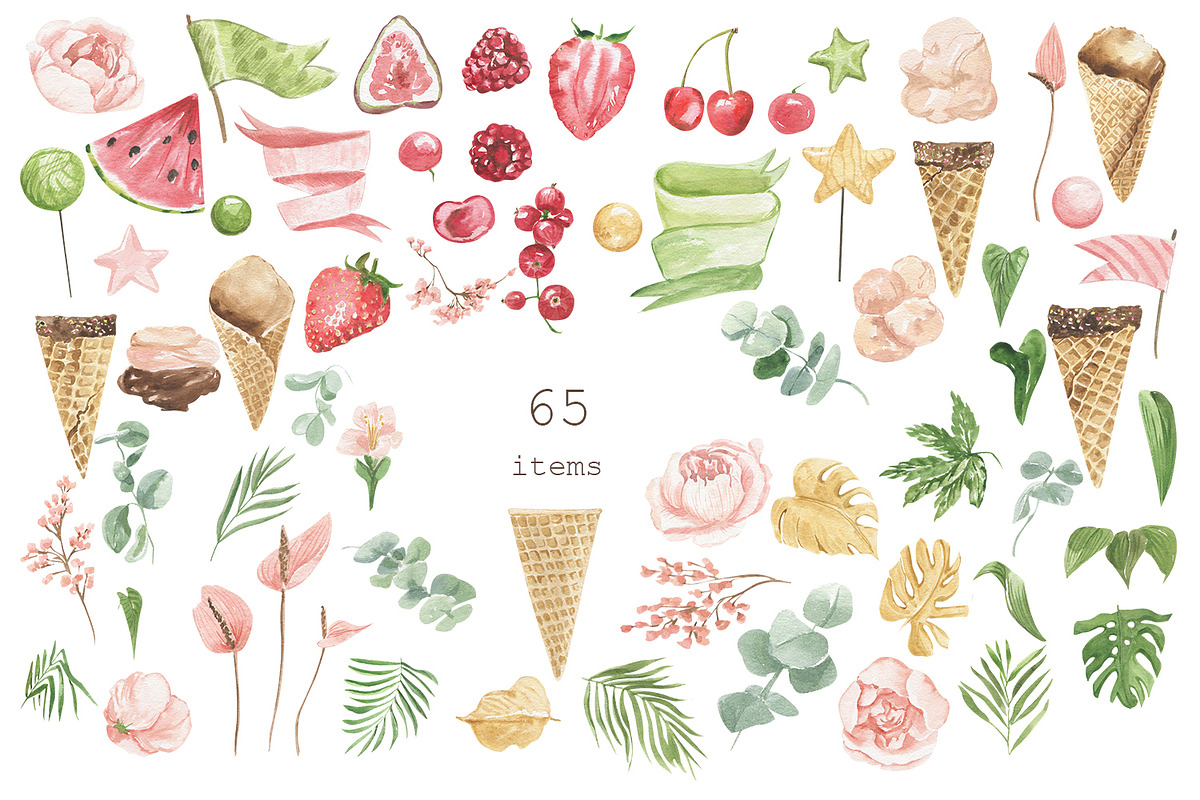 Everyone loves ice cream!, an Animal Illustration by Love Watercolor Store (Photo 4 of 11)