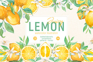 Juicy Lemon. Watercolor set, a Food Illustration by Tata Pilip