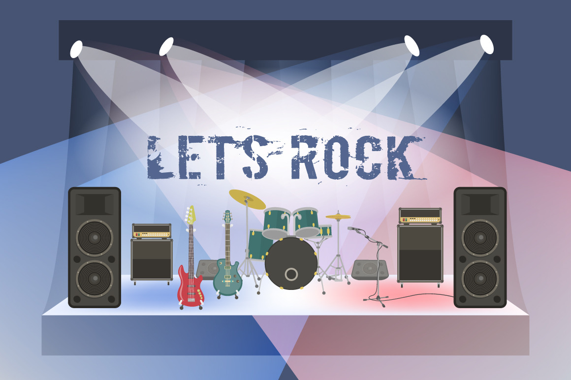 Rock Concert Stage Sound Equipment by Vectorikart  Creative Market