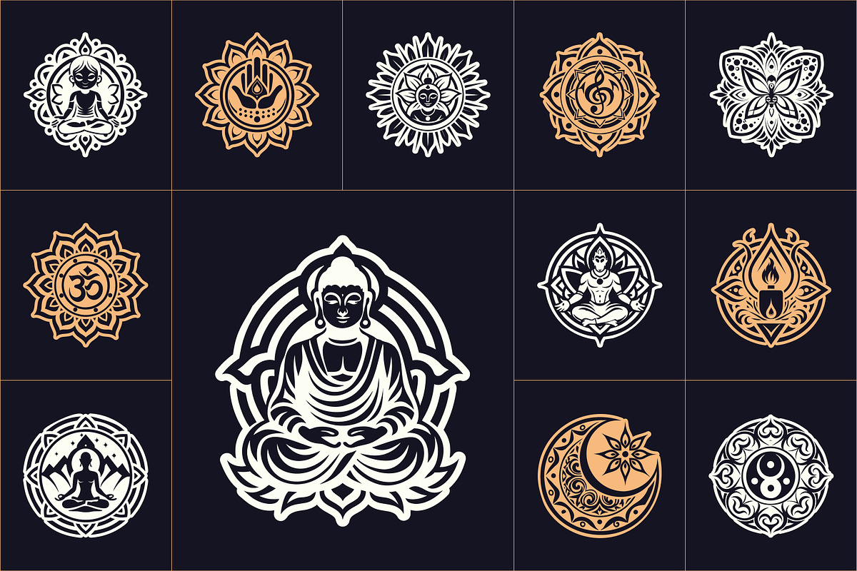 Yoga Symbols Vector Art Set, a Healthcare Illustration by Creative Stall (Photo 6 of 10)